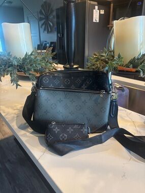 Louis Vuitton Black Monogram Eclipse Crossbody Bag with Pouch